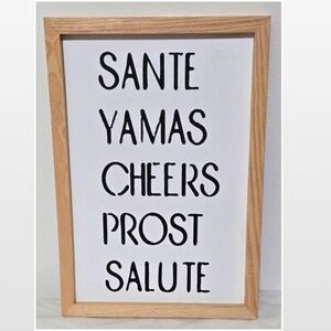 New Room & Retreat Word Art Sign Home Wall Décor Cheers Wood Bar Wine Theme NWT
